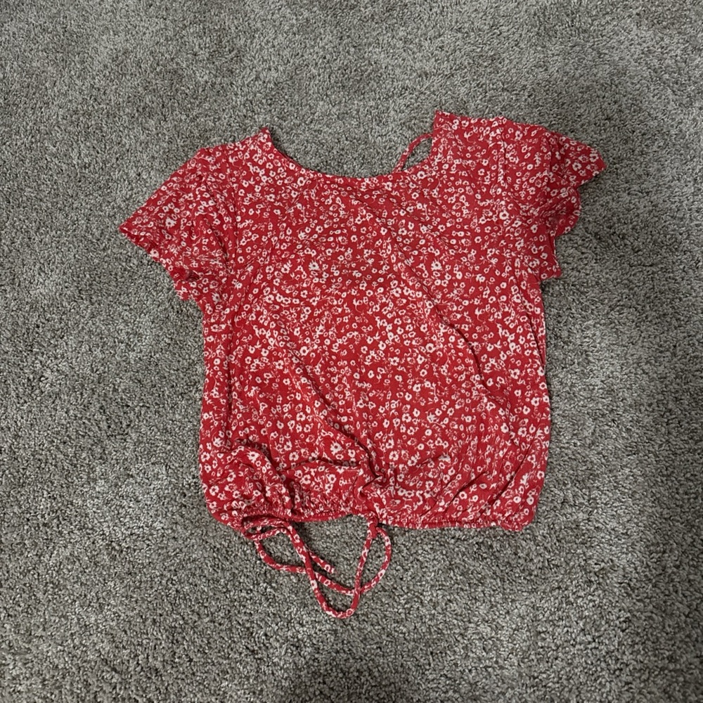 Rewind Red Floral Blouse